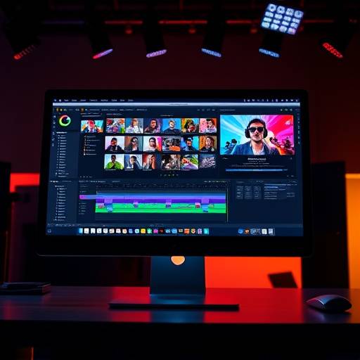 Icon of a computer screen with editing tools, representing video editing & post-production services